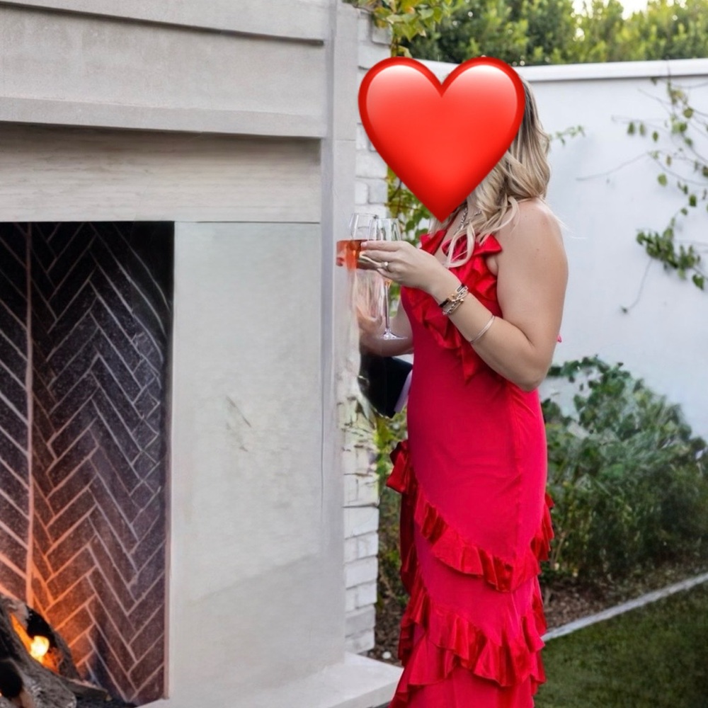 Vibrant Red Ruffle Dress